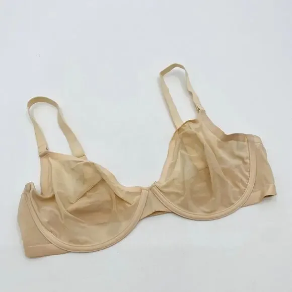 CUUP cream unlined mesh plunge bra